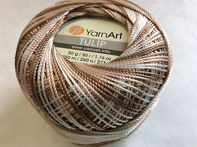 Variegated Pink Brown White YarnArt Tulip Sz 10 Microfiber Thread 17338 50g 273y