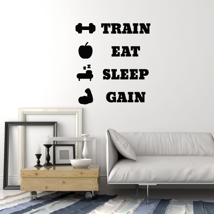 Vinyl Wall Decal Home Gym Training Workout Fitness Sports Stickers (ig6098)