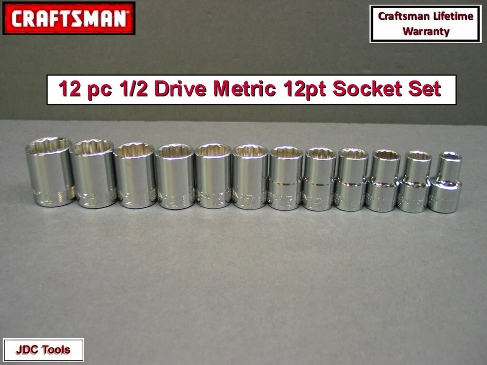 CRAFTSMAN 35pc Short & Deep 1/2 SAE METRIC MM 12pt ratchet wrench socket set 33 - Image 4 of 4