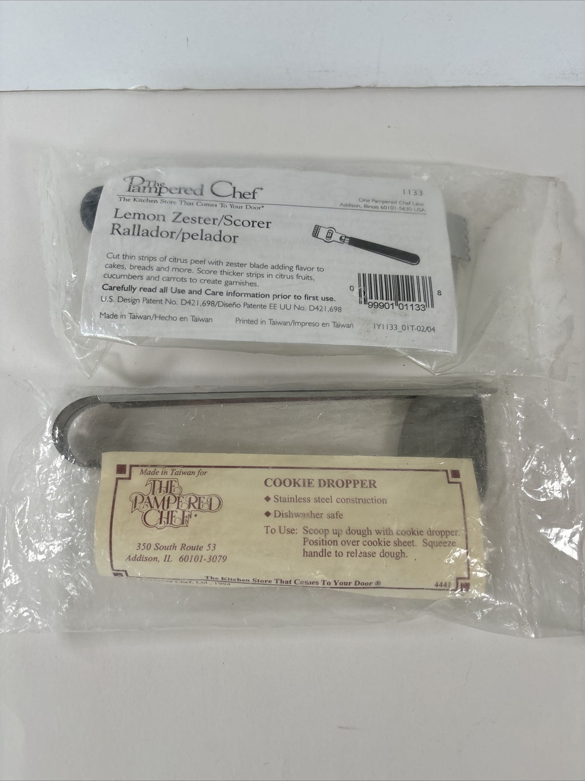 Pampered Chef Lemon Zester & Cookie Dropper Kitchen Baking Cooking