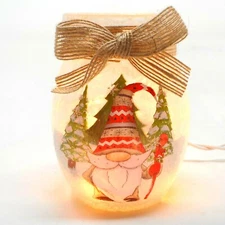 Stony Creek Decorative Lighted Glass Gnome Sweet Home Knobbit 4" Jar GND80B