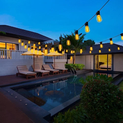 48FT LED Outdoor String Lights Shatterproof Bulbs Commercial Patio Party Garden - Picture 11 of 12
