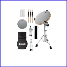 Complete Drum Practice Kit: Silent Pad, Adjustable Stand & 6 Maple Sticks