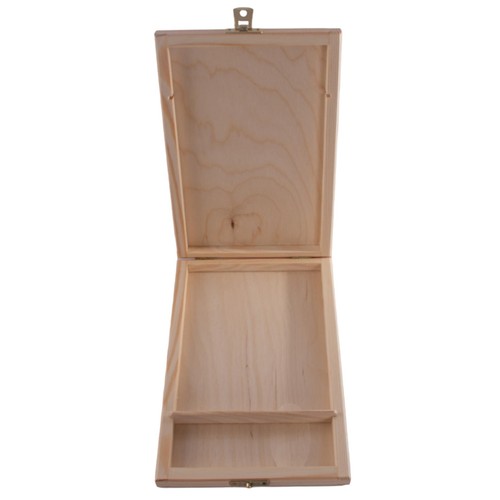 Shallow 2 Compartments Wooden Box With Clasp 15x22x3cm CD USB Gift Slim Storage - Picture 3 of 9