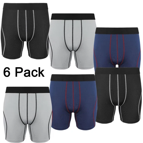 3-6 Pack Mens Boxer Briefs Breathable Long Leg Underwear Soft Tagless Trunks - Picture 12 of 16