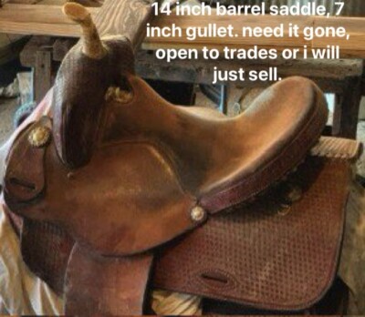 J&M Saddlery barrel saddle, used, 14 inch