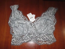 NWT Daytrip Gray Silver & Eggwhite Bralet Women Size L Lace Pull Over Full 32806