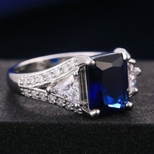 New Style Ring For Gift to wife 2.85 CT Simulated Sapphire Ring Silver Plated