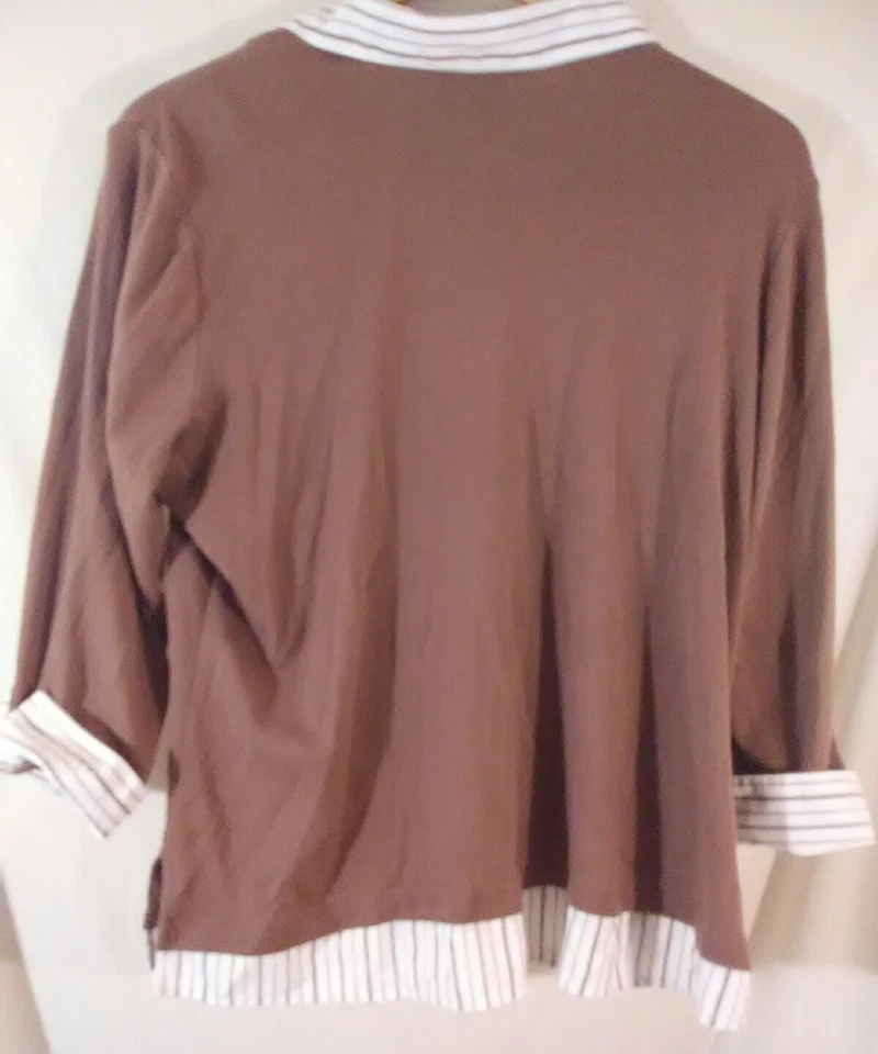 Blusa de malha JASON MAXWELL feminina 1X MARROM carreira manga 3/4 suéter - Imagem 3 de 3