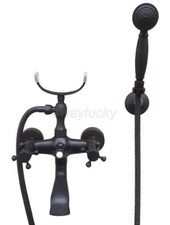 Oil Rubbed Brass Wall Mount Clawfoot Bathtub Faucet Tub Filler w/Hand Shower Set