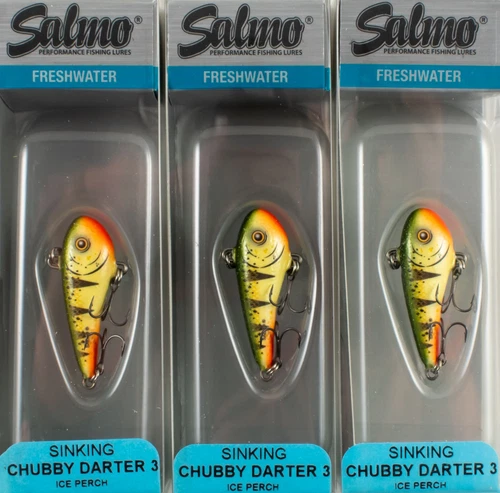 (LOT OF 3) SALMO CHUBBY DARTER 3 SINKING 1/8OZ QCD129 ICE PERCH D8117