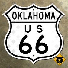 Oklahoma US route 66 highway sign 1948 Mother Road Will Rogers Tulsa City 12x12