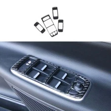 4PC Window Lift Lock Switch Panel Trim Real Carbon Fiber For Jaguar XE 16-2019