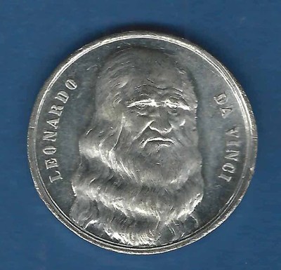 Milan Italy - 1955 opening Leonardo da Vinci Museum - Steel medal