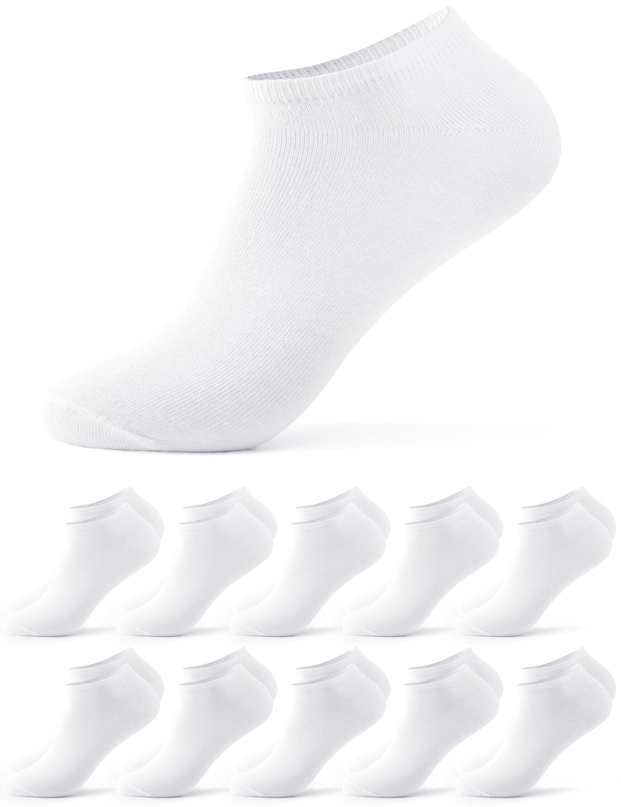 Socquettes femme lot de 10 paires de chaussettes basses blanches Alexa 39-42