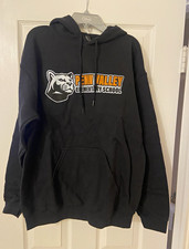 Gildan Heavy Blend Black Pullover Hoodie Fleece Cotton Blend M School Graphic