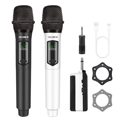 talomen Wireless Microphones, Professional Dual Karaoke K602-BW, Black&White