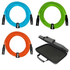 Sure-Fit 20ft Blue, Green, & Orange XLR Male to XLR Female Cables (3 Pack) + ...