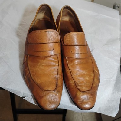 $1370 BERLUTI ''Lorenzo''Mens  leather  slip on loafers  Distressed shoes Sz 7