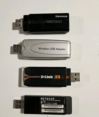 Lot of 4 WIFI USB adapters untested (2 NETGEAR, 1 D-LINK, 1 TRENDNET)