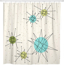 Shower Curtain Mid Iconic Atomic Starbursts Century Modern Sputnik Palm Springs