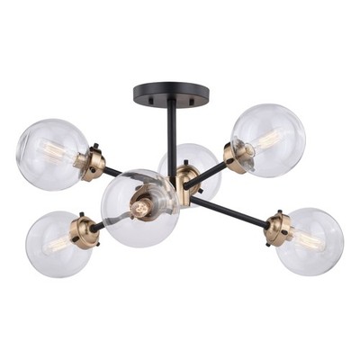 Orbit 6-Light Semi-Flush Mount in Industrial and Sputnik Style 12.25 Inches Tall