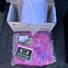 WOW SAND Sand Sports Hot Pink Crop Top And Visor. Medium