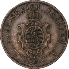 [#1304810] German States, John I, 5 Pfennige, 1867, Dresden, Copper, AU