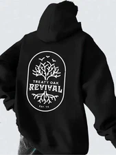 Men'S & Women'S Hooded Sweatshirt with Treaty Oak Revival Tree Graphic Print - S