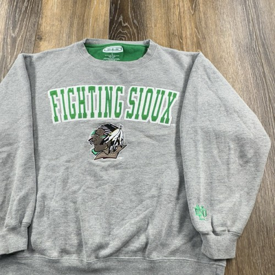 #ad #ad Vintage North Dakota Fighting Sioux Sweatshirt Mens L Gray Team NCAA Sweater Y2K $99.95