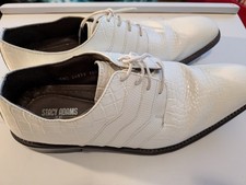 Stacy Adams Men's 12 M Oxford Shoes White Leather Alligator Embossed 24873