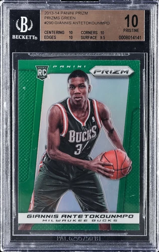 2013-14 PANINI PRIZM PRIZMS GREEN #290 GIANNIS ANTETOKOUNMPO ROOKIE RC BGS 10