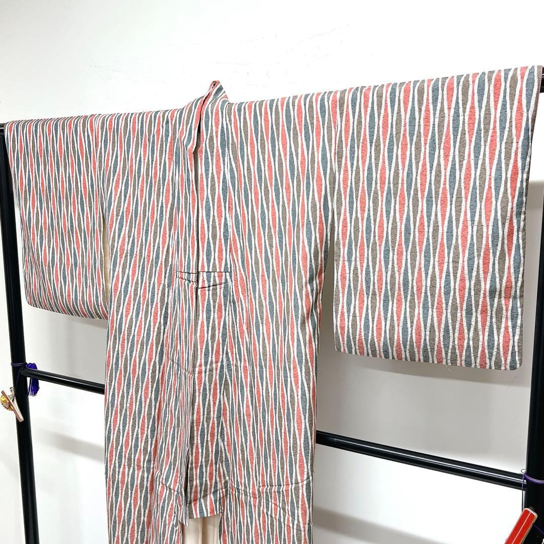Stylish Kimono Small Pattern Pongee Vertical Stri… - image 1