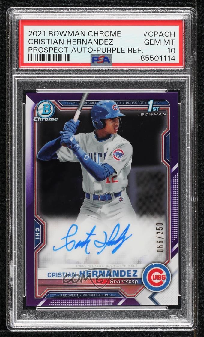 2021 Bowman Chrome Prospect Purple Refractor 66/250 Cristian Hernandez Auto 00c9