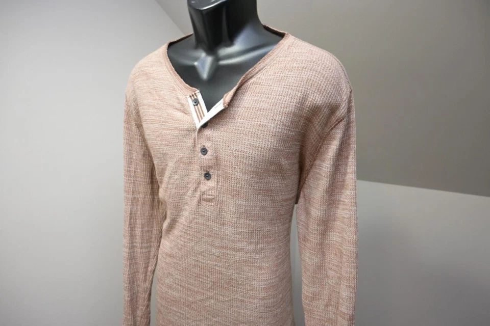 Suéter Express Henley Peso Ligero Suelto Tejido Marrón Blanco Para Hombre Talla XL Foto 3 de 4