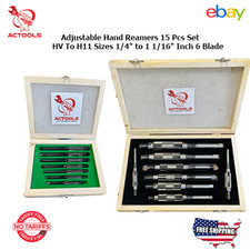 New Adjustable Hand Reamer 15 Pcs Set HV To H11 6.5mm to 27mm ACTOOLS USA