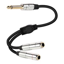 6.35mm TS Guitar Signal Audio Y Splitter Cable, 1/4" Male to Dual Mono 1/4" F...
