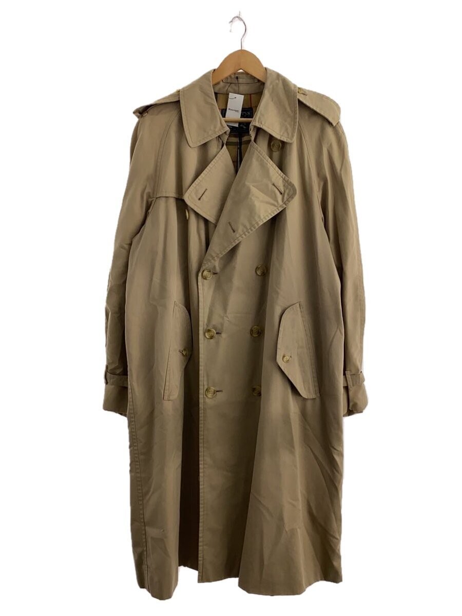 Burberrys Vintage 70s 80s Beige Cotton Trench Coat with Nova Check Pattern #EG ZIA
