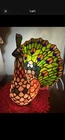 Vintage Tiffany Style Peacock Stained Glass Accent Lamp Light Mosaic