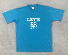 Vtg Jerzees XL Blue Single Stitch Made In USA Shirt Lets Do It Sober & Drug Free