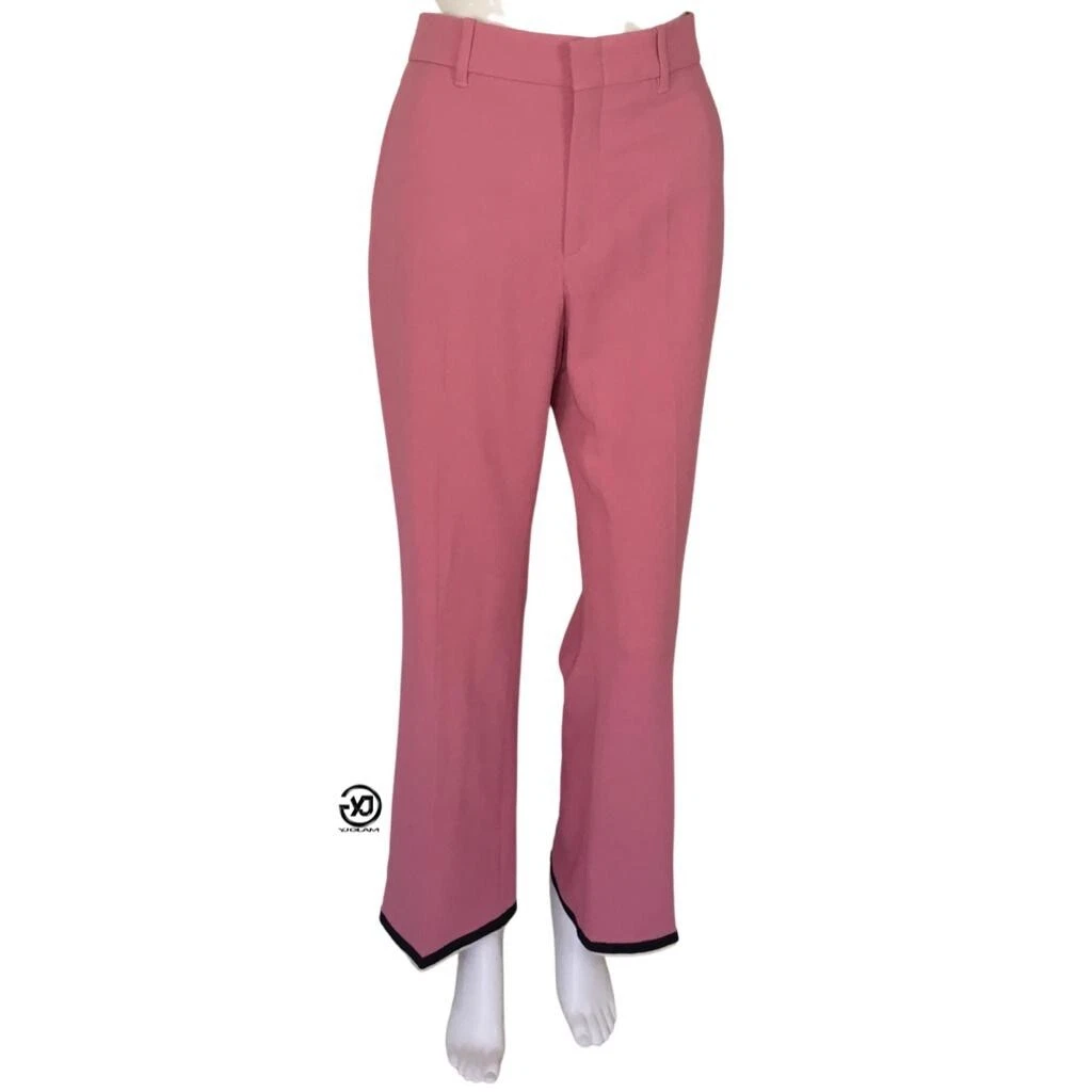 Pantalon femme Gucci coupe botte large fleur d'ortensia taille 42 rose