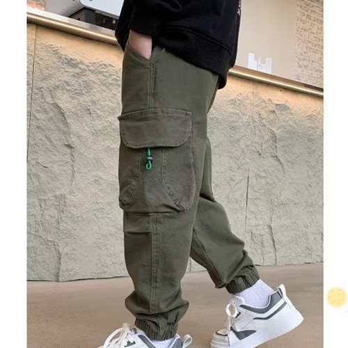Kids Boys Trousers Elastic Waist Cargo Pants Street Sweatpants Casual Bottoms - Picture 19 of 32