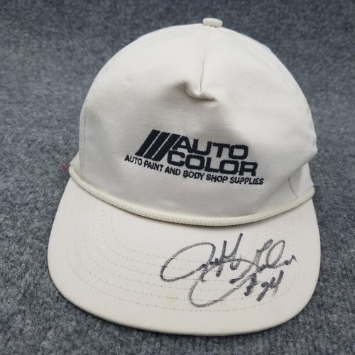 Jeff Gordon Autograph Hat Cap White Mens Strap Back Auto Color Paint NASCAR Race - Picture 4 of 11