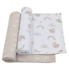 Living Textiles 2PK Premium Cotton Jersey Swaddle Wrap - Rainbow Sloth