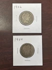 LOT (2) 1902 & 1904 Barber Quarters 25c Higher Grade
