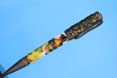 Gifts for Mom Botanical Ballpoint Pen  Oil Rubbed Bronze + Pink Lemonade Barrel