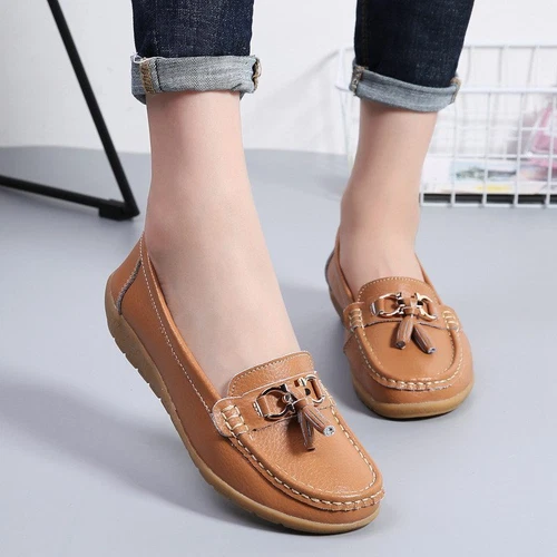 Fit Shoes Loafer Wide Slip On Womens Ladies Shoe Size Work Leather Memory Foam - Picture 37 of 37