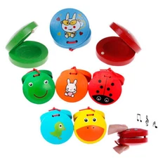 Musical Percussion Toy Children Wooden Castanet Instrument Xmas New Cartoon