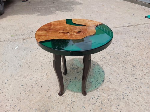 Epoxy Table, Live Edge Wooden Table , Epoxy Resin River Table, Round Natural Woo - Picture 6 of 18