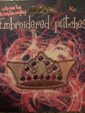 JEWELED CROWN EMBROIDERED IRON-ON PATCH by Kalan New